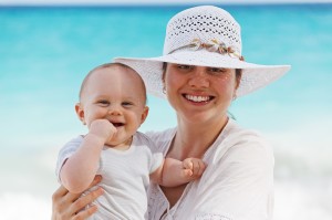 Mother and Baby on Beach